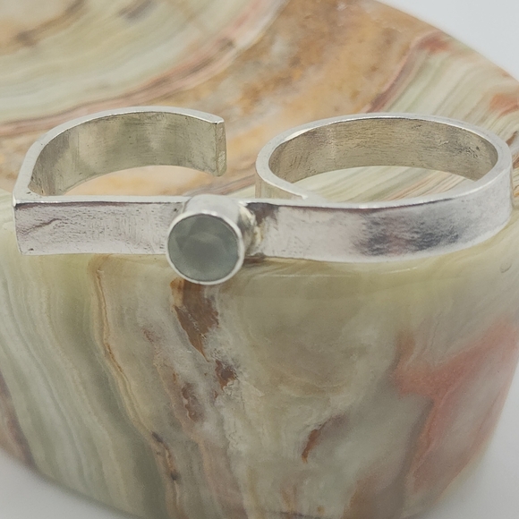 PERHNITE DOUBLE RING HANDMADE IN STERLING SILVER SIZE 9 & ADJUSTABLE - Picture 6 of 16